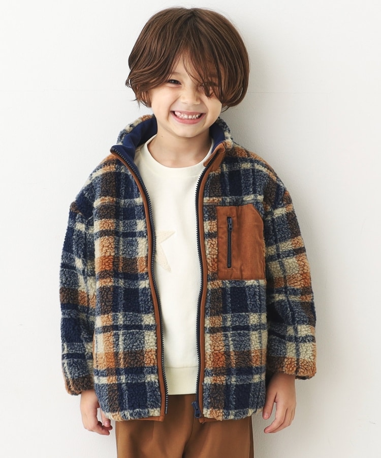 ザ ショップ ティーケー（キッズ）(THE SHOP TK(Kids))の【100-150】ボアブルゾン/お家で洗える ネイビー(293)