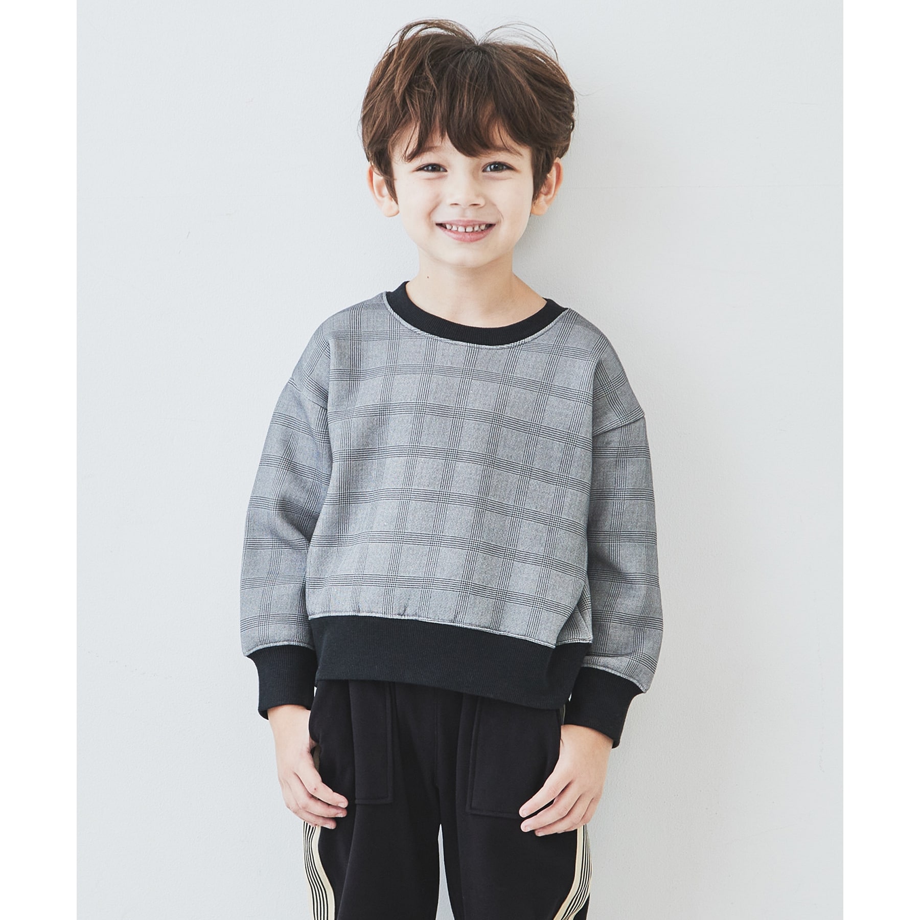 ザ ショップ ティーケー（キッズ）(THE SHOP TK(Kids))の【100-140】ふわふわ柄裏起毛プルオーバー チャコールグレー(214)