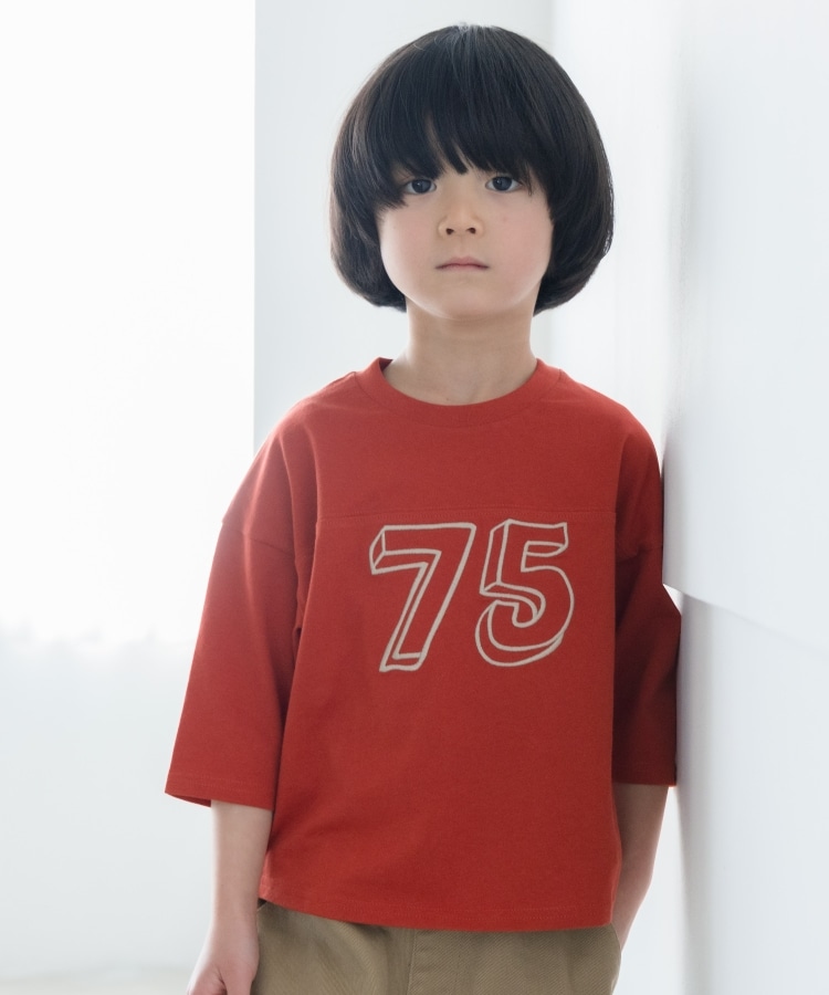 ザ ショップ ティーケー（キッズ）(THE SHOP TK(Kids))の【100-140】USAコットン★七分袖刺繍Tシャツ1