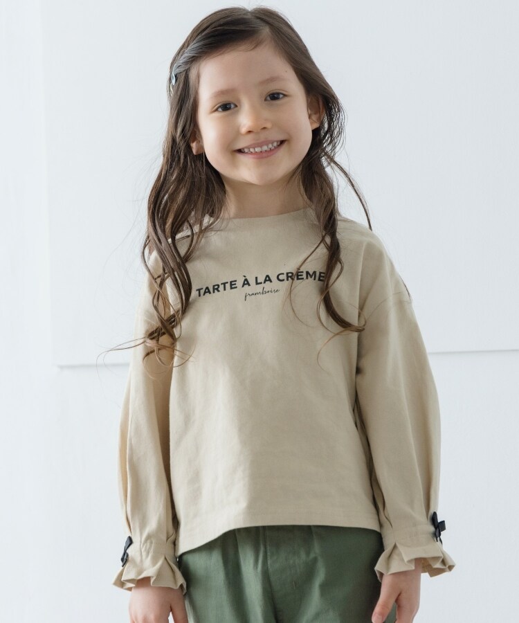 ＜WORLD＞ THE SHOP TK(Kids)(ザ ショップ ティーケー（キッズ）) くしゅ袖リボントップス画像