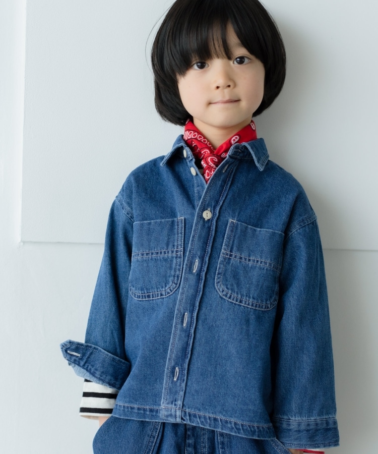 ザ ショップ ティーケー（キッズ）(THE SHOP TK(Kids))の【セットアップ】配色ステッチシャツジャケット ネイビー(093)