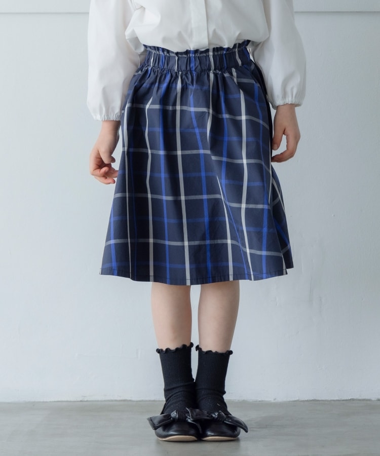 ザ ショップ ティーケー（キッズ）(THE SHOP TK(Kids))の【110-150】メモリータフタチェックスカート ネイビー(293)