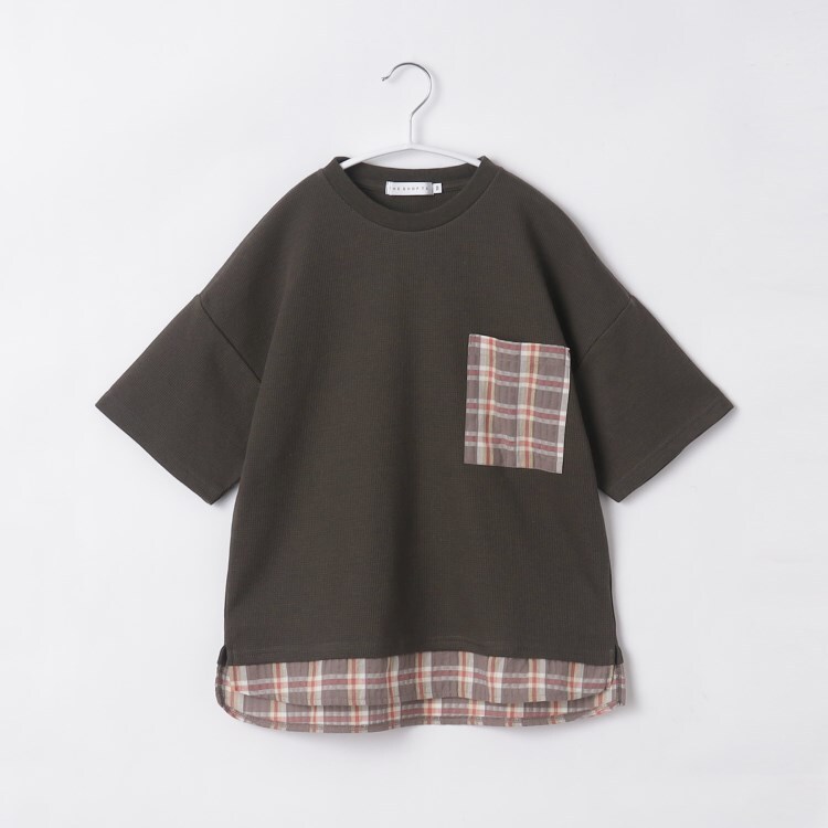 ザ ショップ ティーケー（キッズ）(THE SHOP TK(Kids))の【150-160】チェックレイヤード風トップス カットソー