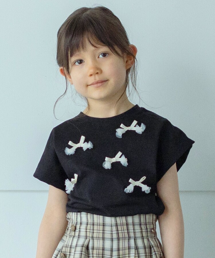 ザ ショップ ティーケー（キッズ）(THE SHOP TK(Kids))の【100-140】フロントモチーフTシャツ ブラック(019)