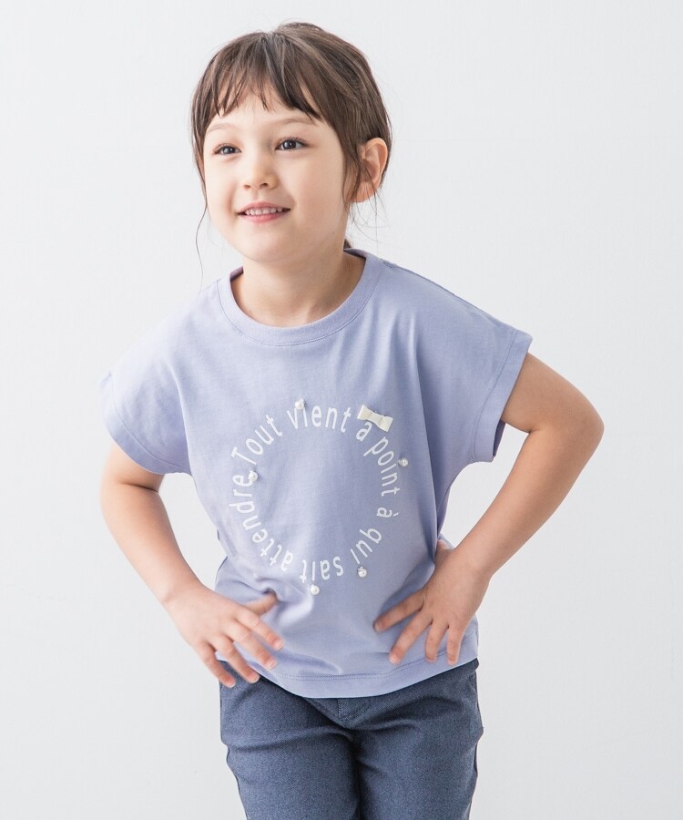 ザ ショップ ティーケー（キッズ）(THE SHOP TK(Kids))の【100-140】フロントモチーフTシャツ パープル(080)