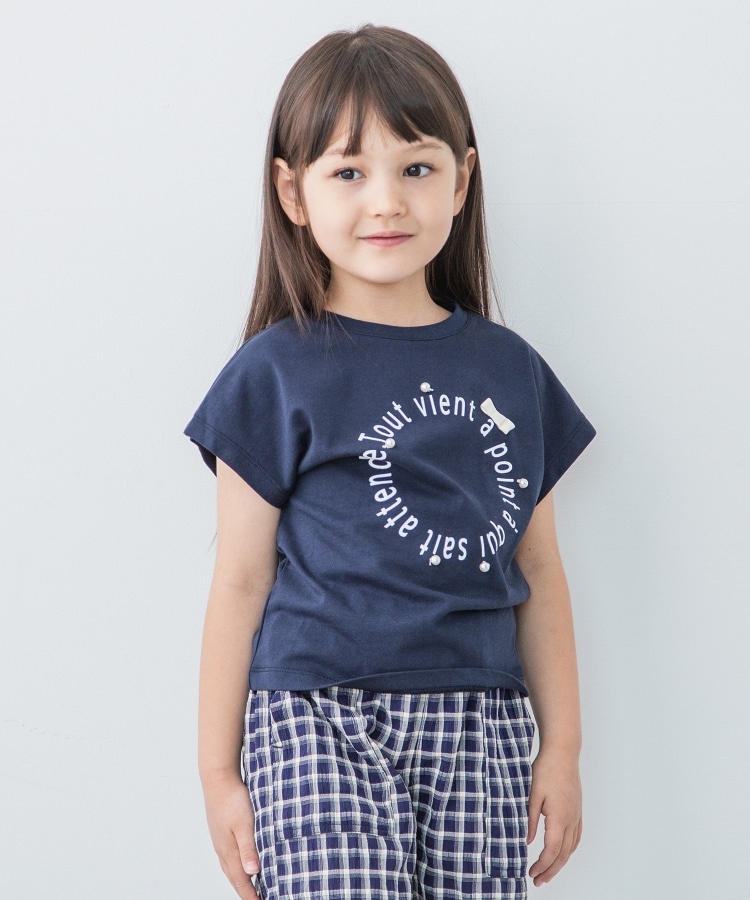 ザ ショップ ティーケー（キッズ）(THE SHOP TK(Kids))の【100-140】フロントモチーフTシャツ ネイビー(093)