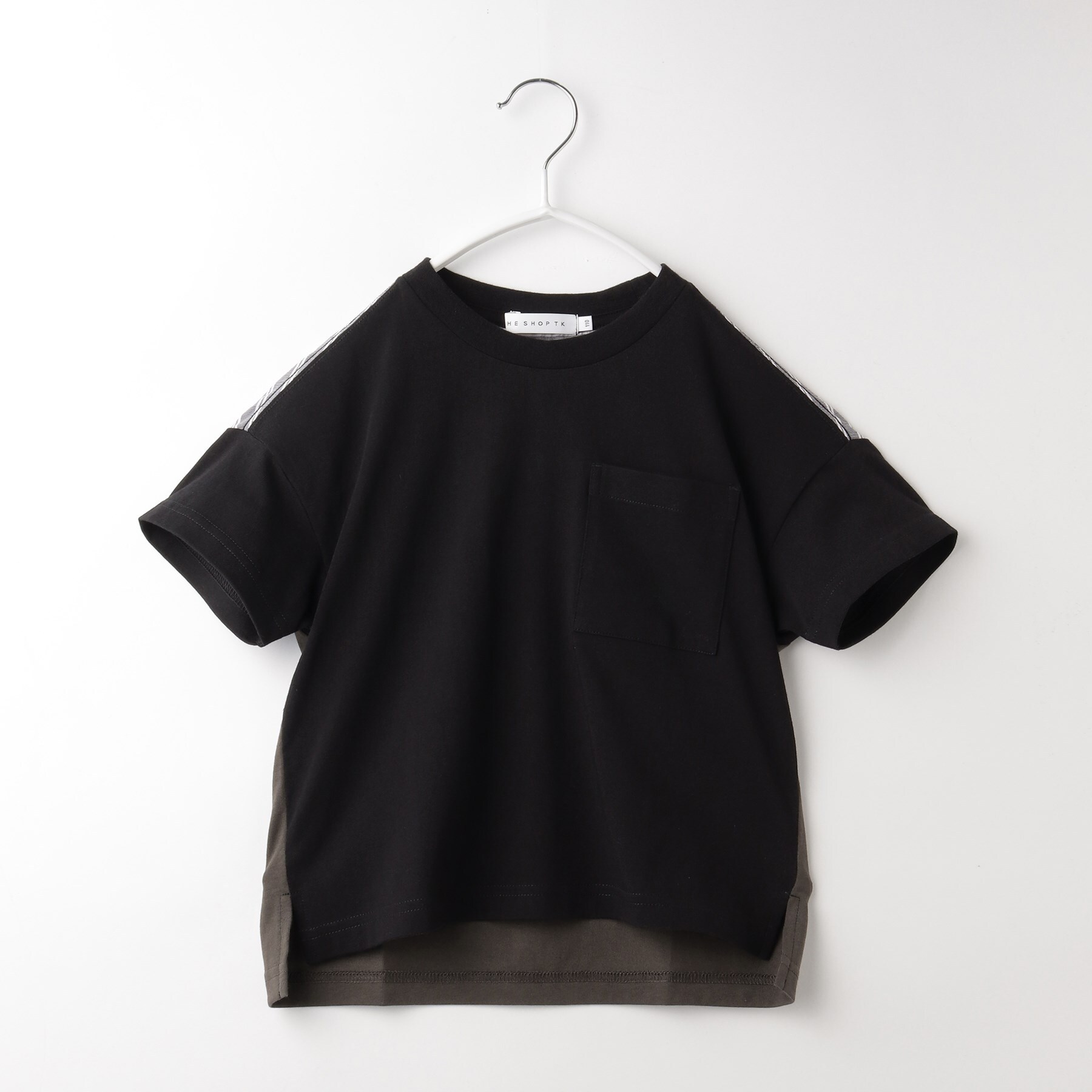 ザ ショップ ティーケー（キッズ）(THE SHOP TK(Kids))の【100-140】ストライプドッキングTシャツ ブラック(019)