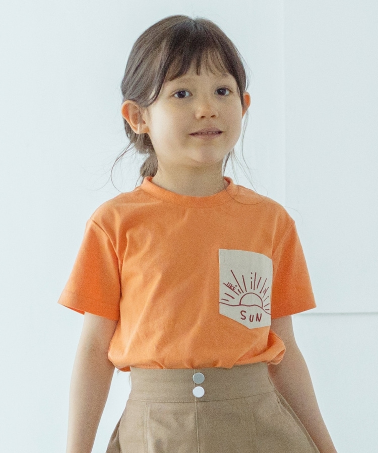 ザ ショップ ティーケー（キッズ）(THE SHOP TK(Kids))の【110-150】ポケット刺繍Tシャツ オレンジ(067)