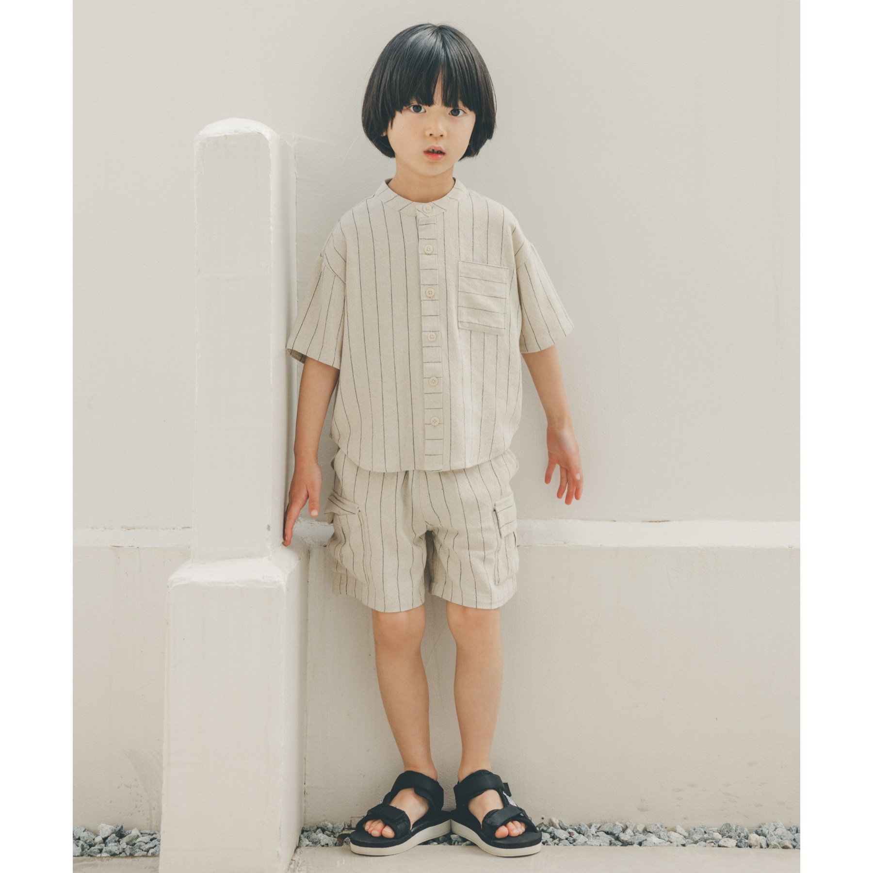 ザ ショップ ティーケー（キッズ）(THE SHOP TK(Kids))の【110-150】麻混ストライプハーフパンツ4