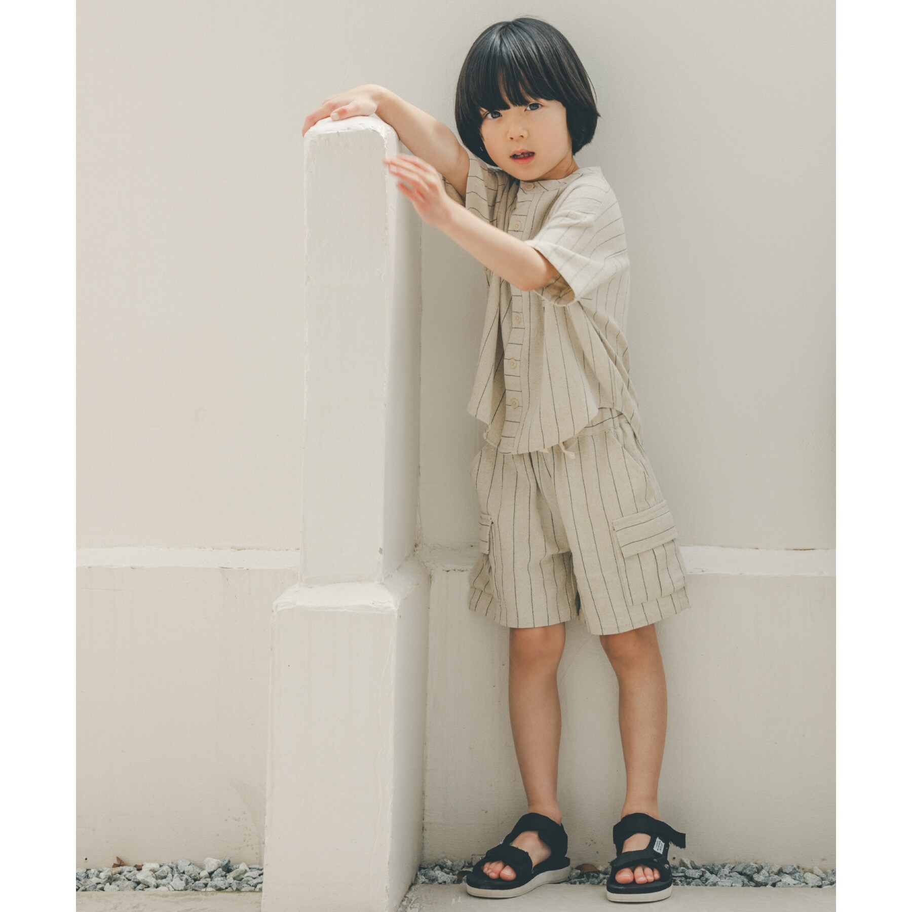 ザ ショップ ティーケー（キッズ）(THE SHOP TK(Kids))の【110-150】麻混ストライプハーフパンツ5