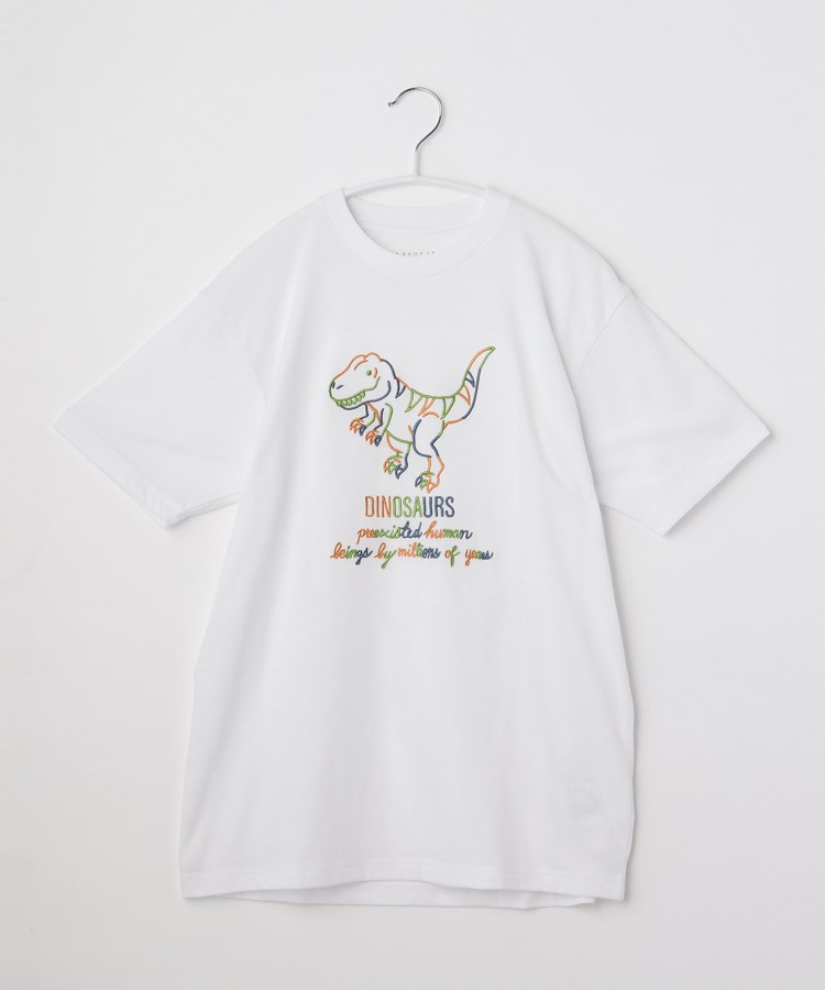 ザ ショップ ティーケー（キッズ）(THE SHOP TK(Kids))の【150-160】恐竜刺繍Tシャツ オフホワイト(003)
