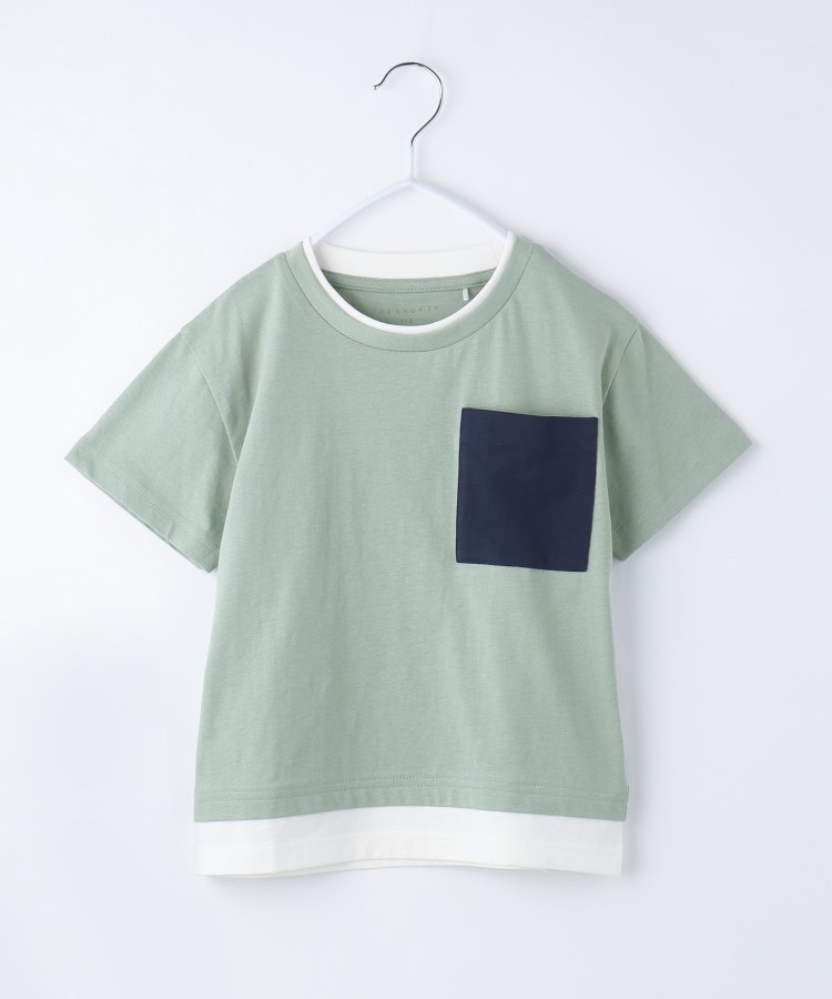 ザ ショップ ティーケー（キッズ）(THE SHOP TK(Kids))の【110－160/6色展開】配色ポケットTEE ミントグリーン(521)