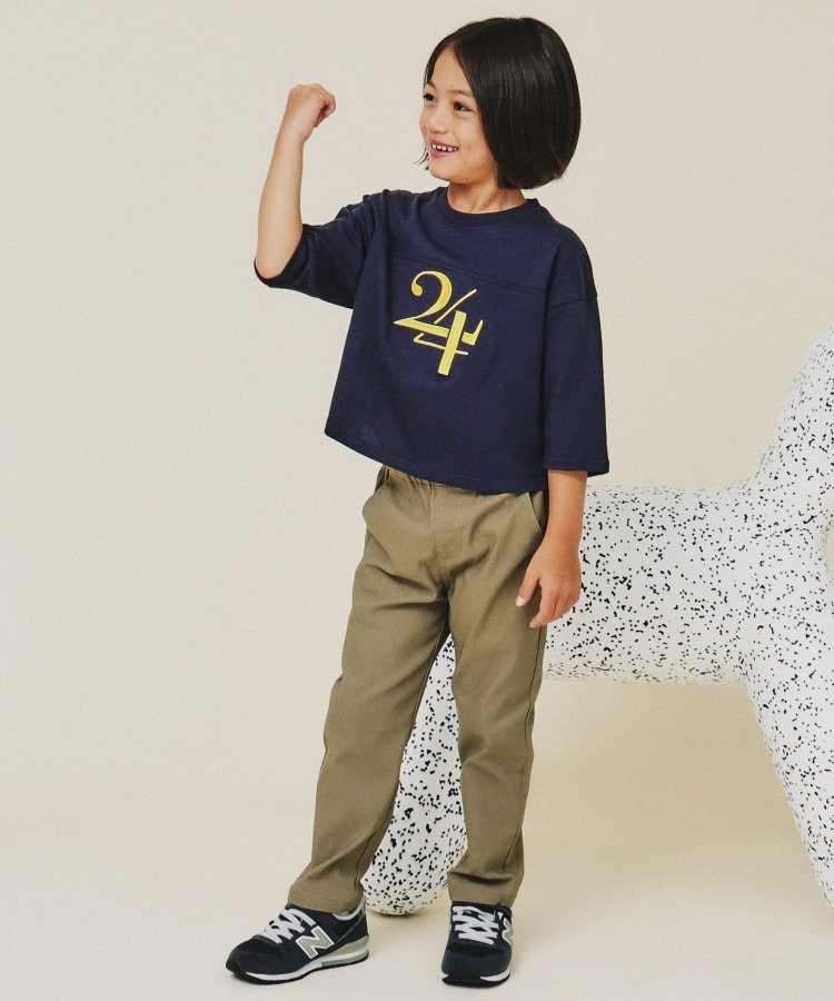 110-160】オーガビッツナンバー刺繍7分袖Tシャツ(Tシャツ 110-160】オーガビッツナンバー刺繍7分袖Tシャツ(Tシャツ