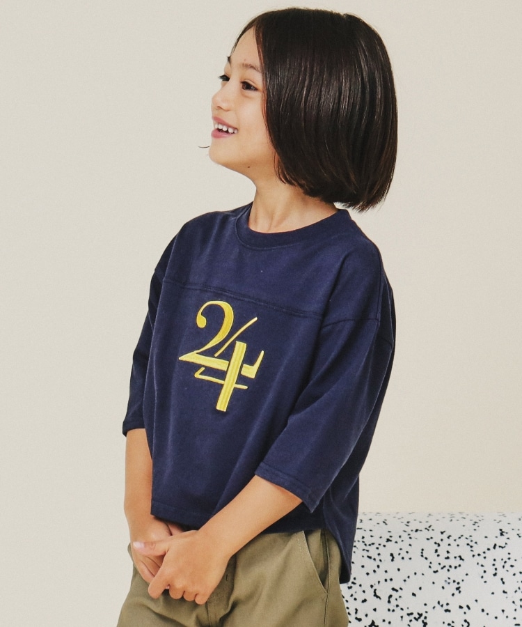 110-160】オーガビッツナンバー刺繍7分袖Tシャツ(Tシャツ 110-160】オーガビッツナンバー刺繍7分袖Tシャツ(Tシャツ