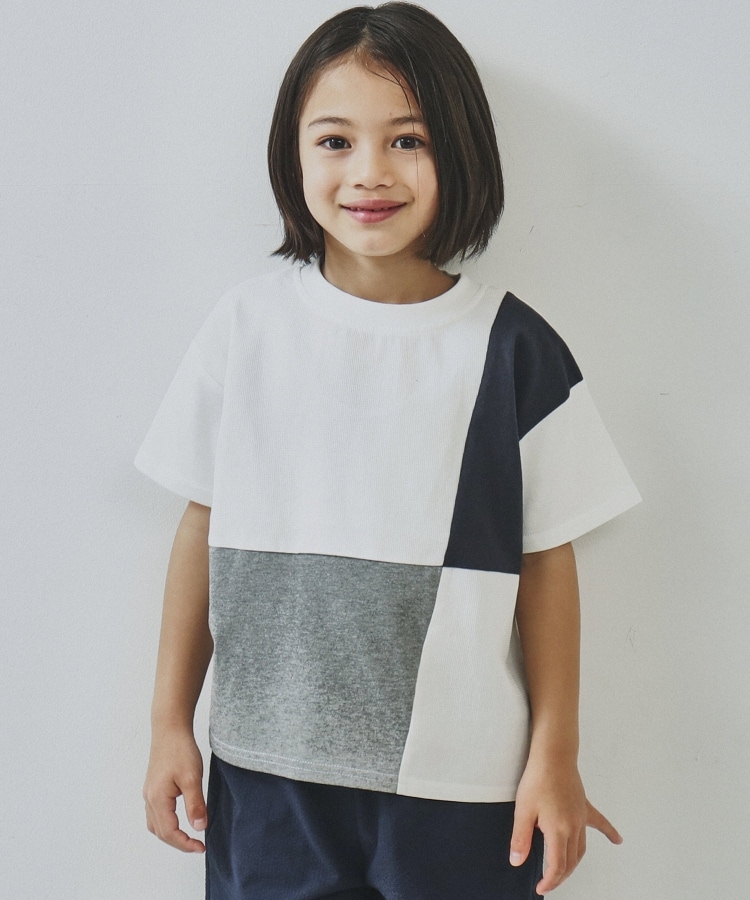 ザ ショップ ティーケー（キッズ）(THE SHOP TK(Kids))の【110-150/再入荷！パパとおそろい】ブロッキングTシャツ オフホワイト(503)