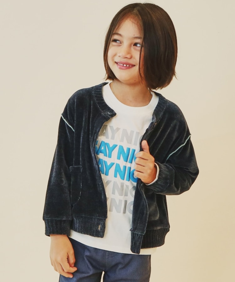 ザ ショップ ティーケー（キッズ）(THE SHOP TK(Kids))の【100－160/親子リンク】カットモールカーディガン/洗濯機OK ネイビー(094)