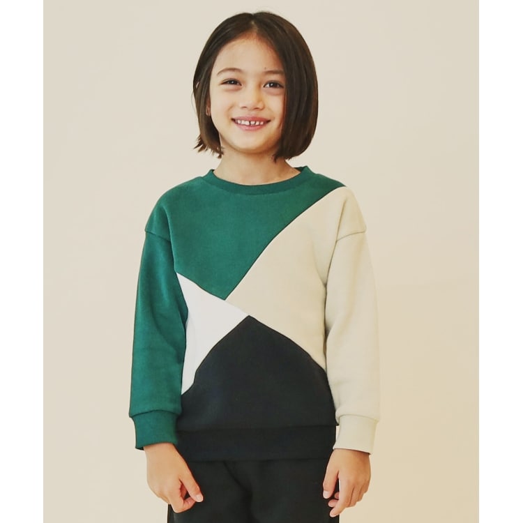 ザ ショップ ティーケー（キッズ）(THE SHOP TK(Kids))の【100-160/裏起毛】ブロッキングプルオーバー/洗濯機OK カットソー