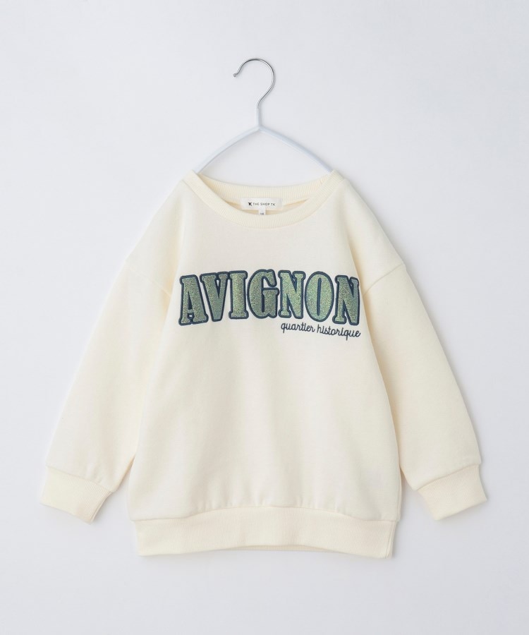 ザ ショップ ティーケー（キッズ）(THE SHOP TK(Kids))の【100－130/裏起毛】フラワー＆ラメロゴプルオーバー オフホワイト(003)