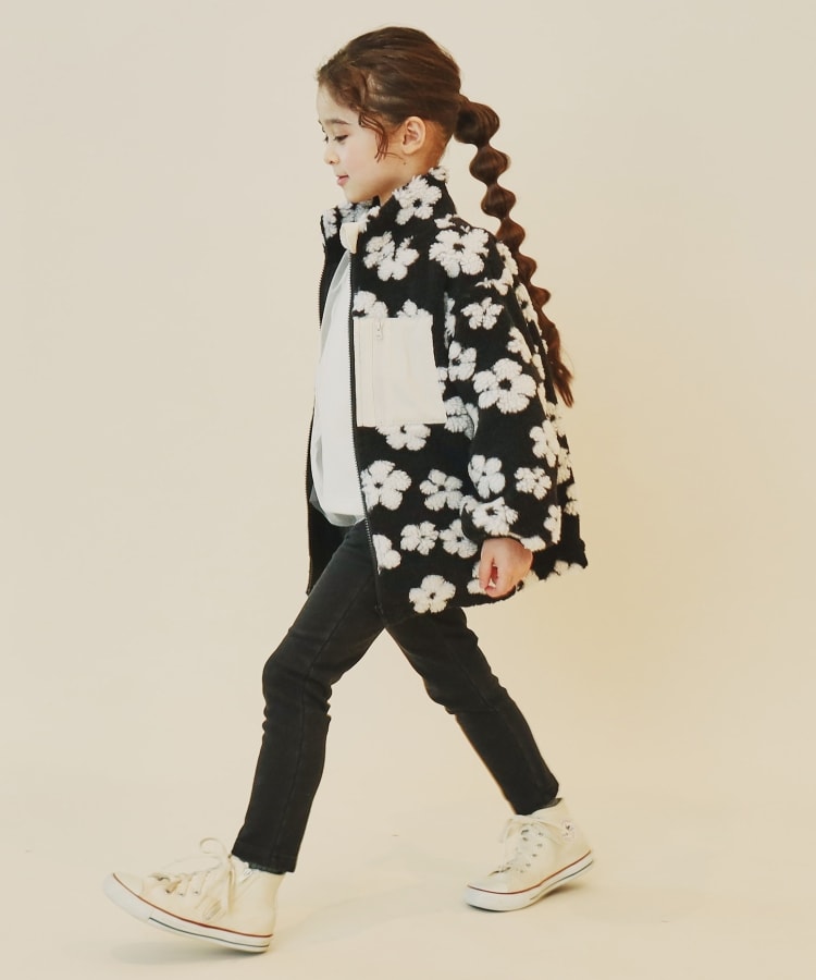 ザ ショップ ティーケー（キッズ）(THE SHOP TK(Kids))の【100-150】チェック＆ハート柄ボアブルゾン/洗濯機OK7