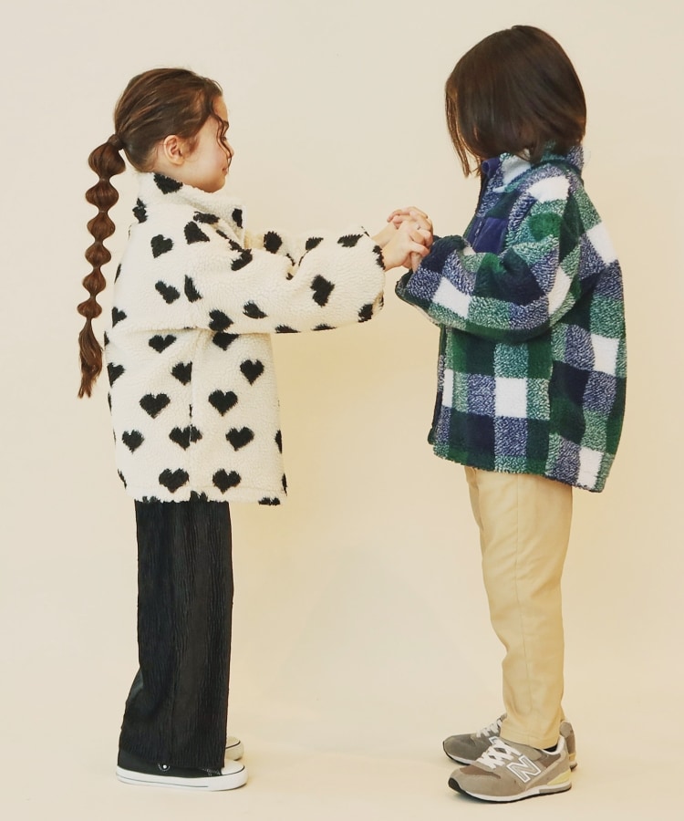 ザ ショップ ティーケー（キッズ）(THE SHOP TK(Kids))の【100-150】チェック＆ハート柄ボアブルゾン/洗濯機OK2