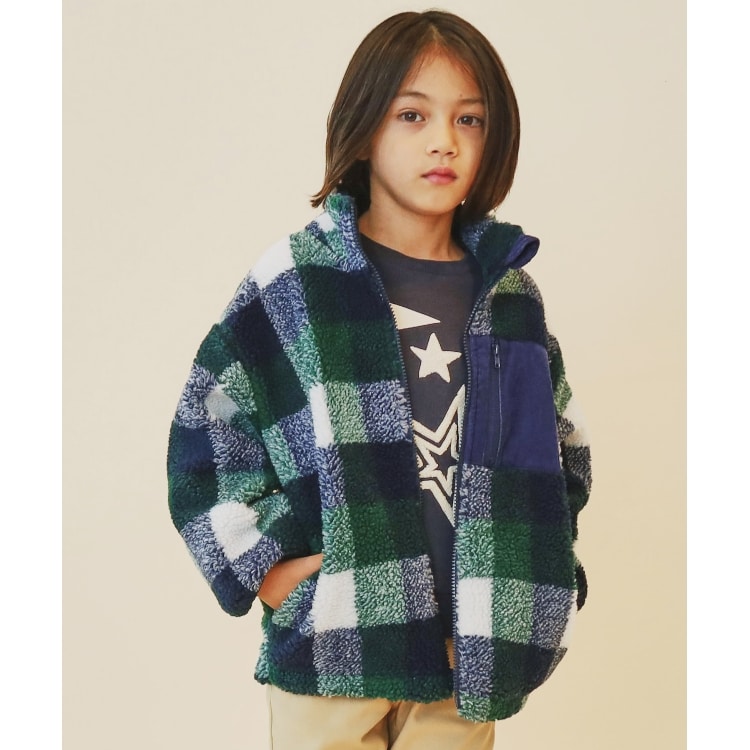 ザ ショップ ティーケー（キッズ）(THE SHOP TK(Kids))の【100-150】チェック＆ハート柄ボアブルゾン/洗濯機OK ブルゾン/ジャンバー