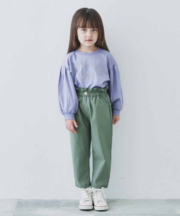 ザ ショップ ティーケー（キッズ）(THE SHOP TK(Kids))の【100-150/洗濯機で洗える】パフスリーブロゴプルオーバー8