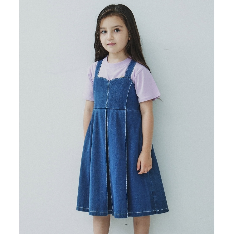 ザ ショップ ティーケー（キッズ）(THE SHOP TK(Kids))の【100-150/ママとおそろい】デニムワンピース ジャンスカ・サス付スカート