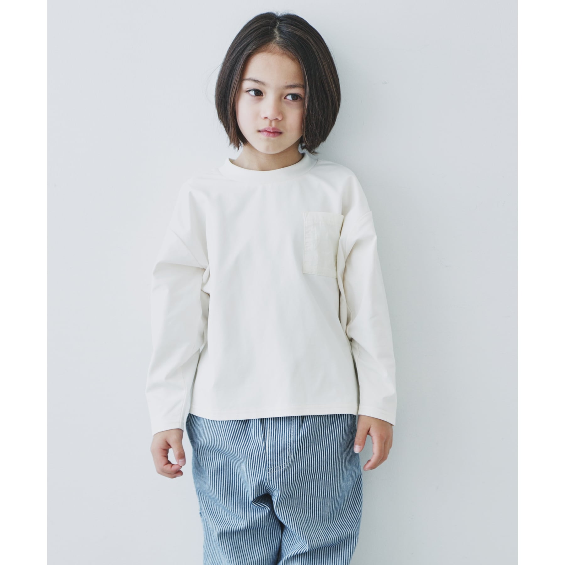 ザ ショップ ティーケー（キッズ）(THE SHOP TK(Kids))の【110-160】マルチファンクション長袖Tシャツ/吸水速乾・UV・イージーケア ホワイト(002)