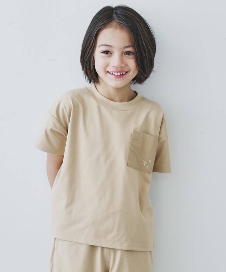 ザ ショップ ティーケー（キッズ）(THE SHOP TK(Kids))の【110-160】マルチファンクション半袖Tシャツ/吸水速乾・UV・イージーケア ベージュ(052)