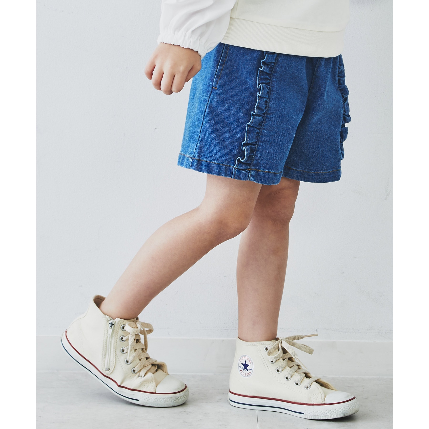 ザ ショップ ティーケー（キッズ）(THE SHOP TK(Kids))の【110-150】フリルキュロットパンツ サックスブルー(090)