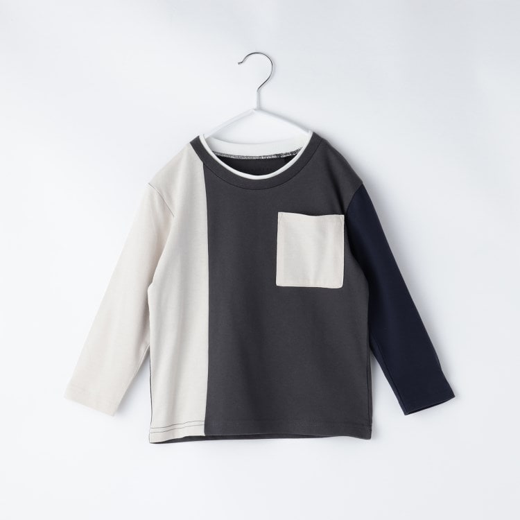ザ ショップ ティーケー（キッズ）(THE SHOP TK(Kids))の【100-150】ブロッキング長袖Tシャツ/洗濯機OK Ｔシャツ