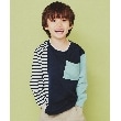 ザ ショップ ティーケー（キッズ）(THE SHOP TK(Kids))の【100-150】ブロッキング長袖Tシャツ/洗濯機OK ミントグリーン(521)