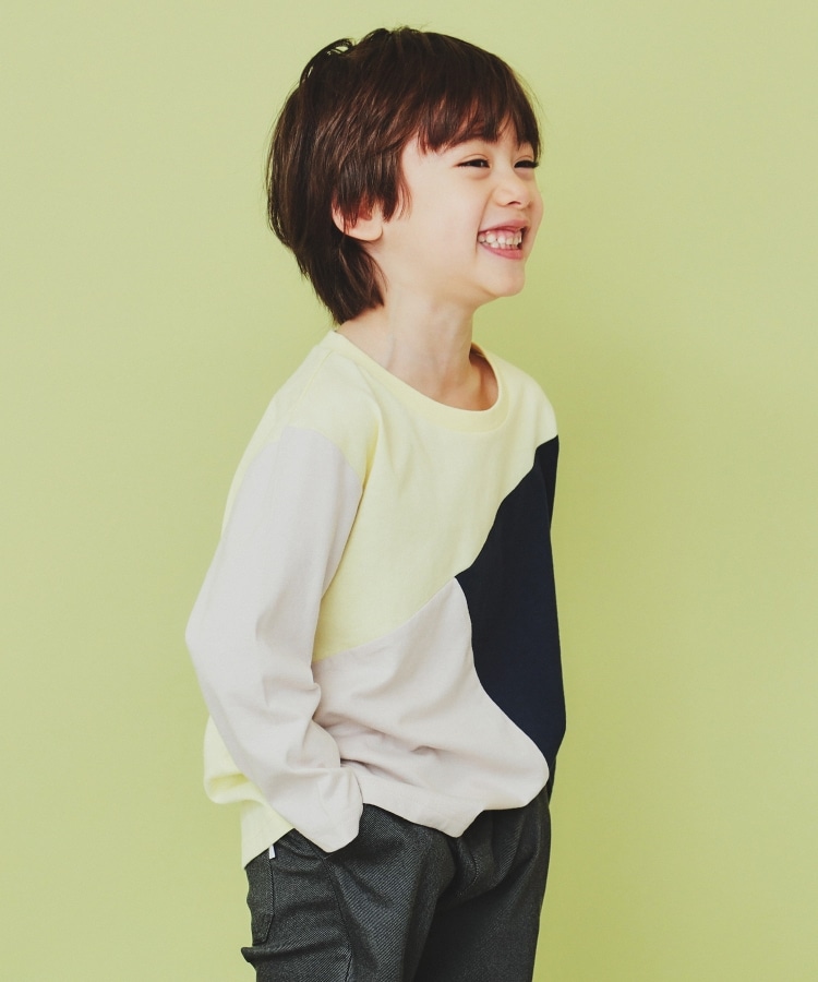 ザ ショップ ティーケー（キッズ）(THE SHOP TK(Kids))の【100-150】斜めブロッキング長袖Tシャツ/洗濯機OK5
