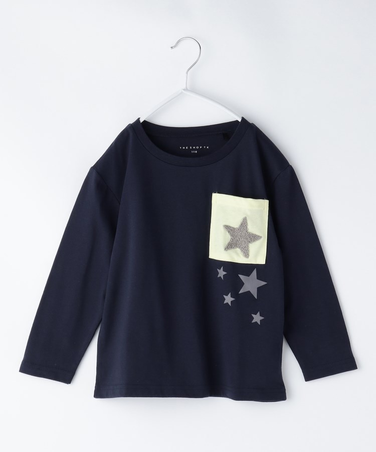 ザ ショップ ティーケー（キッズ）(THE SHOP TK(Kids))の【110-150】星サガラポケット長袖Tシャツ/洗濯機OK ネイビー(594)