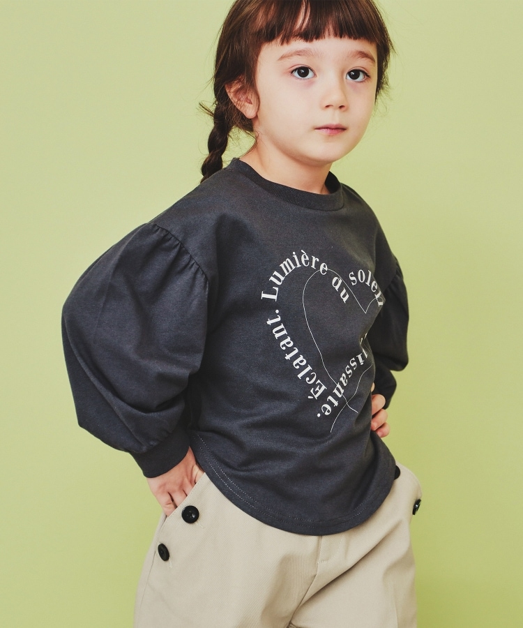 ザ ショップ ティーケー（キッズ）(THE SHOP TK(Kids))の【110-150】ハートロゴパフ袖プルオーバー/洗濯機OK9