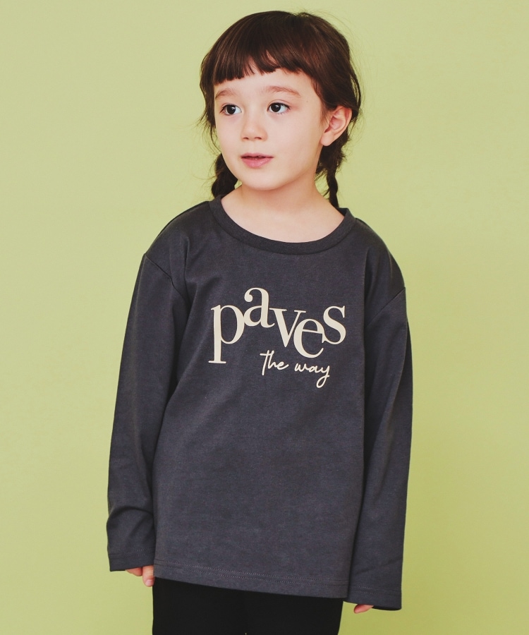 ザ ショップ ティーケー（キッズ）(THE SHOP TK(Kids))の【120-150】ロゴプリントアソート長袖Tシャツ/洗濯機OK チャコールグレー(014)