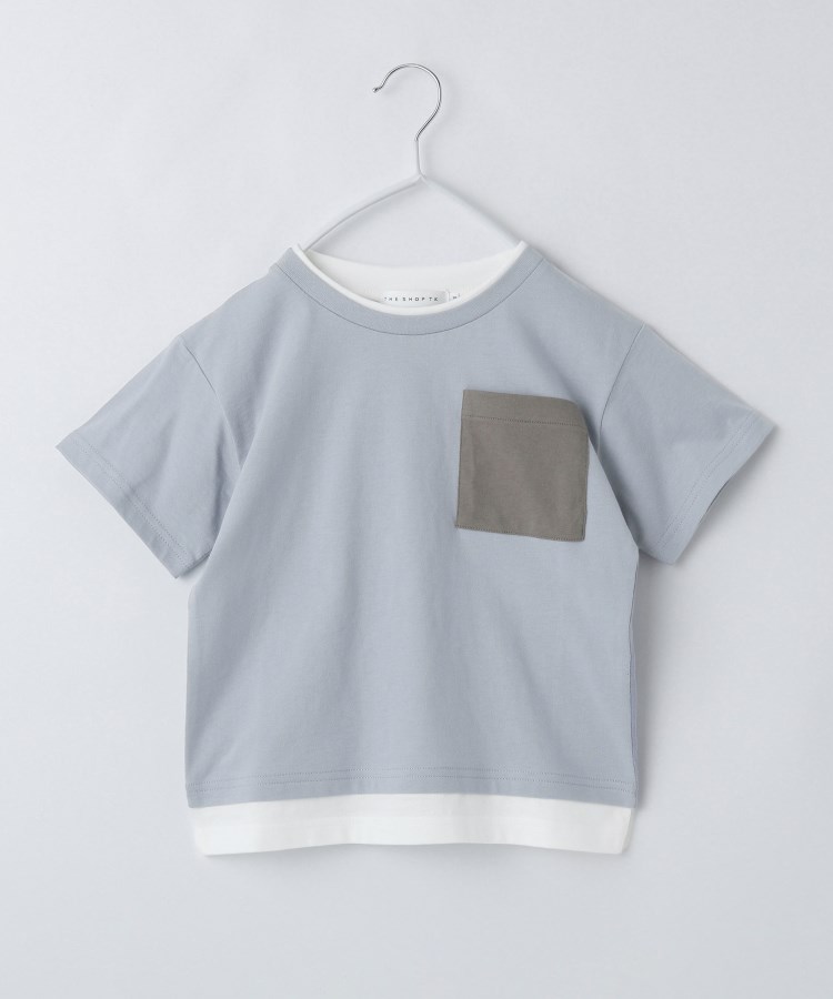 110-160】レイヤー風ポケットTシャツ/洗濯機OK(Tシャツ 110-160】レイヤー風ポケットTシャツ/洗濯機OK(Tシャツ