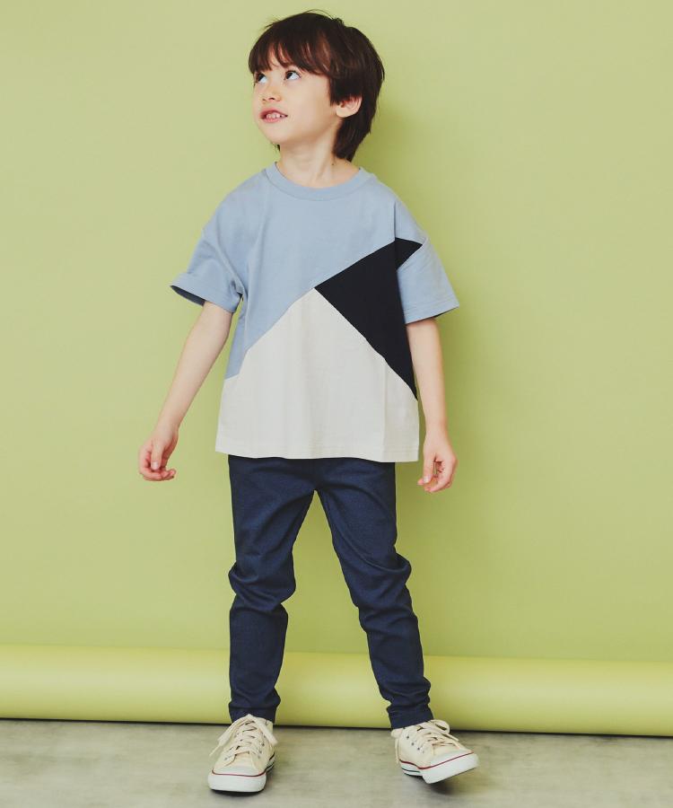 ザ ショップ ティーケー（キッズ）(THE SHOP TK(Kids))の【110－160】斜め切替配色Tシャツ/洗濯機OK1