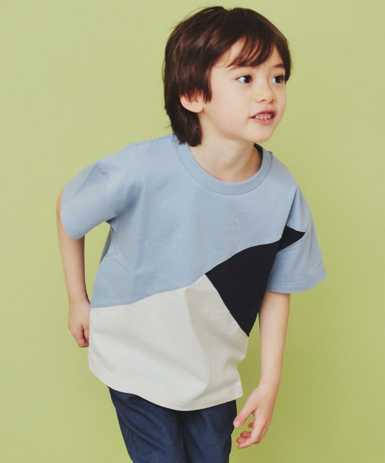 ザ ショップ ティーケー（キッズ）(THE SHOP TK(Kids))の【110－160】斜め切替配色Tシャツ/洗濯機OK3