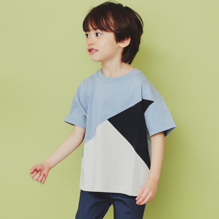 ザ ショップ ティーケー（キッズ）(THE SHOP TK(Kids))の【110－160】斜め切替配色Tシャツ/洗濯機OK