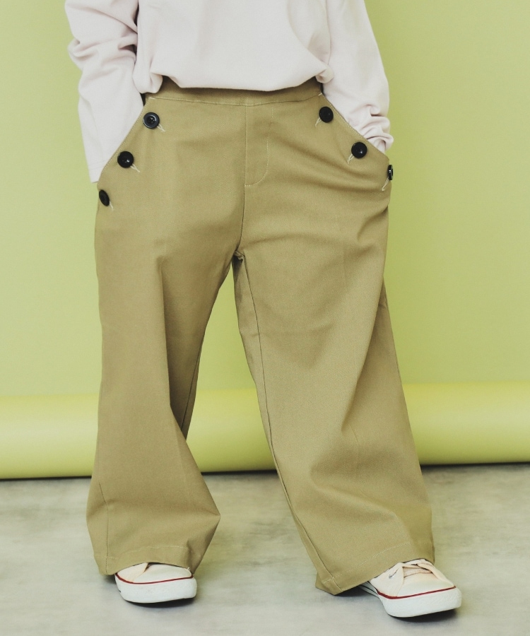 ザ ショップ ティーケー（キッズ）(THE SHOP TK(Kids))の【110-160】のびーるマリンパンツ/洗濯機OK・ママとおそろい風 オリーブグリーン(026)