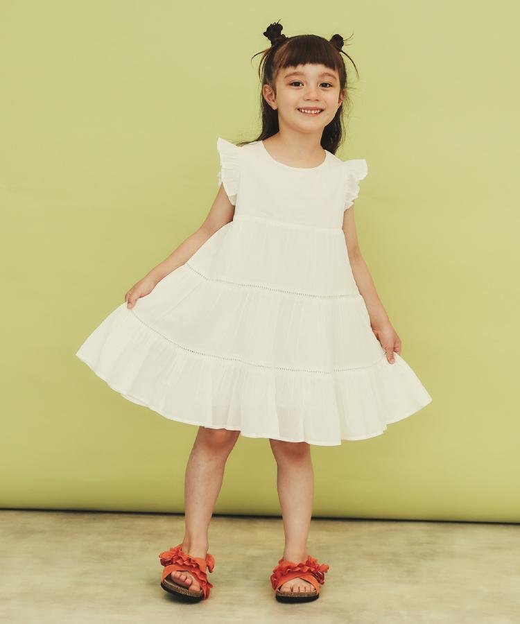 ザ ショップ ティーケー（キッズ）(THE SHOP TK(Kids))の【120－150】ティアードワンピース/洗える オフホワイト(003)