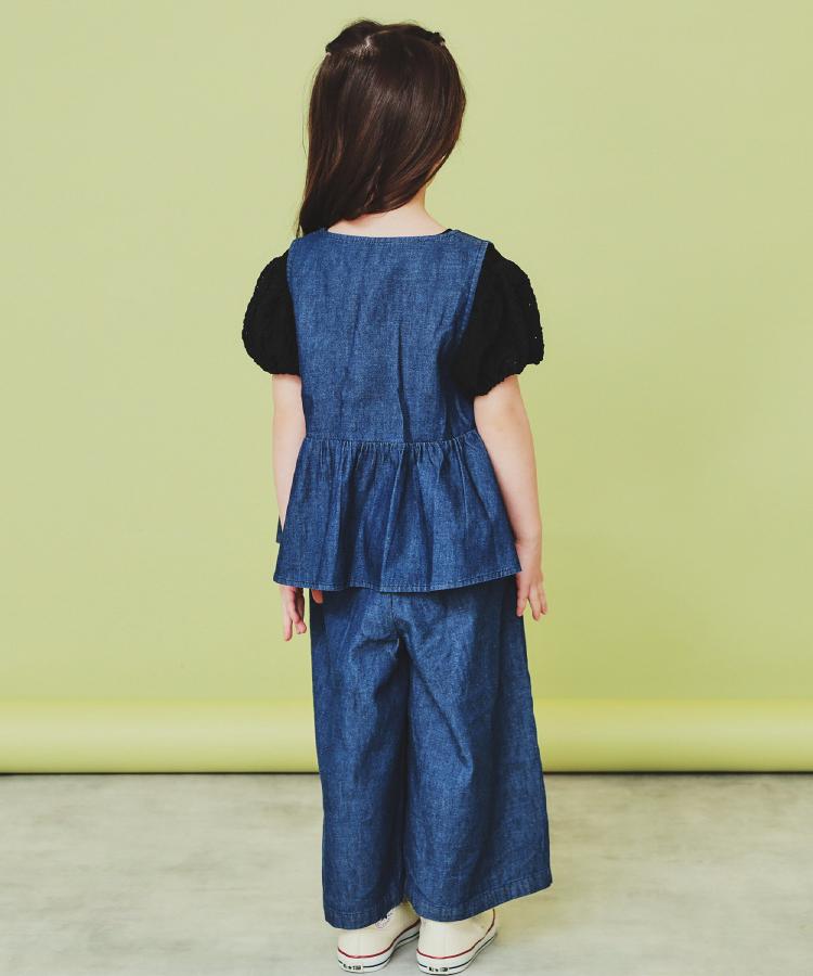 ザ ショップ ティーケー（キッズ）(THE SHOP TK(Kids))の【120-150】ペプラムライトデニムジレ/洗濯機OK・ママとおそろい3