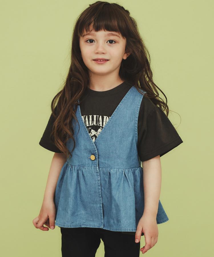 ザ ショップ ティーケー（キッズ）(THE SHOP TK(Kids))の【120-150】ペプラムライトデニムジレ/洗濯機OK・ママとおそろい11
