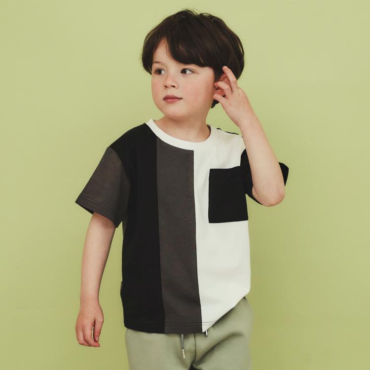 ザ ショップ ティーケー（キッズ）(THE SHOP TK(Kids))の【110-160/洗濯機OK】縦切替えポケットTシャツ Ｔシャツ