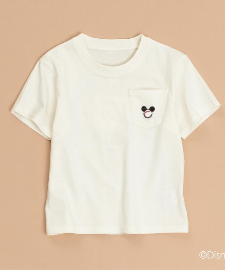 ザ ショップ ティーケー（キッズ）(THE SHOP TK(Kids))のdisney/【110-150】ミッキーマウス＆ミニーマウス ベースボールTシャツ オフホワイト(003)