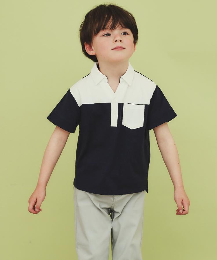 ザ ショップ ティーケー（キッズ）(THE SHOP TK(Kids))の【110－150】切り替えポロシャツ/洗濯機OK3