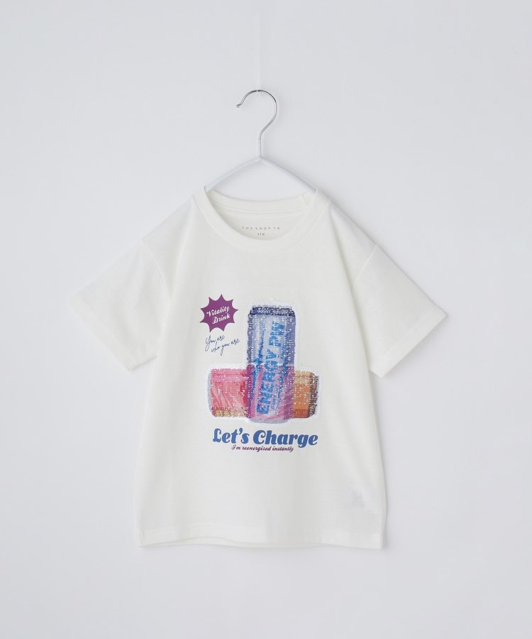 ザ ショップ ティーケー（キッズ）(THE SHOP TK(Kids))の【110－150】色が変わる！スパンコール半袖Tシャツ/洗える オフホワイト(003)