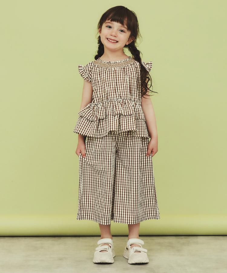 ザ ショップ ティーケー（キッズ）(THE SHOP TK(Kids))の【110-150】ギンガムチェックティアードブラウス/セットアップ可・洗濯機OK6