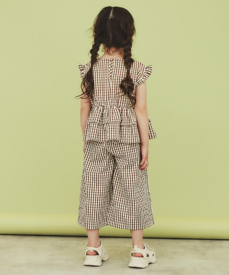ザ ショップ ティーケー（キッズ）(THE SHOP TK(Kids))の【110-150】ギンガムチェックティアードブラウス/セットアップ可・洗濯機OK8